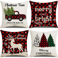 HKM-237907 Sofa Living Room Christmas Pillow Covers - Set of 4, Modern Design, 45x45 cm, Multiple Colors Available
