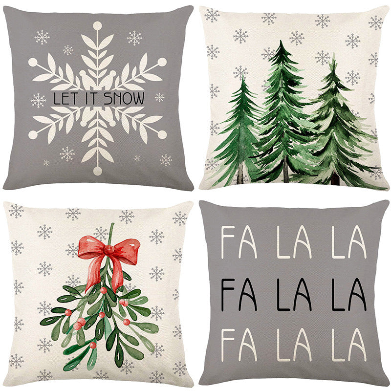 KTX-237907 Sofa Living Room Christmas Pillow Covers - Set of 4, Modern Design, 45x45 cm, Multiple Colors Available