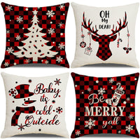 HKM-237907 Sofa Living Room Christmas Pillow Covers - Set of 4, Modern Design, 45x45 cm, Multiple Colors Available