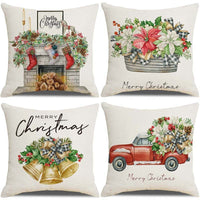 HKM-237907 Sofa Living Room Christmas Pillow Covers - Set of 4, Modern Design, 45x45 cm, Multiple Colors Available