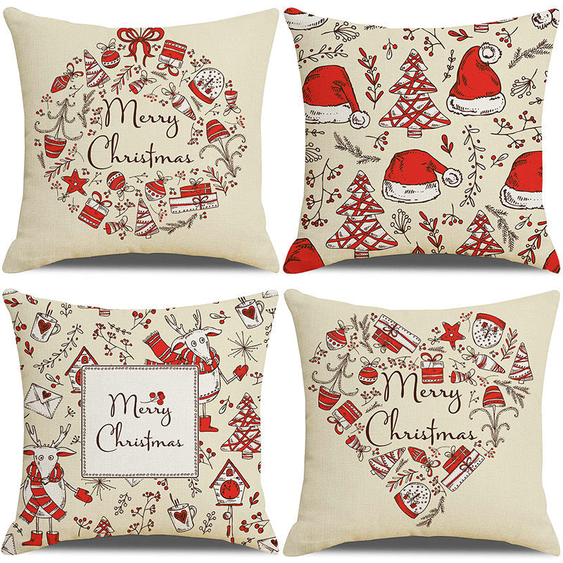 KTX-237907 Sofa Living Room Christmas Pillow Covers - Set of 4, Modern Design, 45x45 cm, Multiple Colors Available