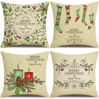 HKM-237907 Sofa Living Room Christmas Pillow Covers - Set of 4, Modern Design, 45x45 cm, Multiple Colors Available