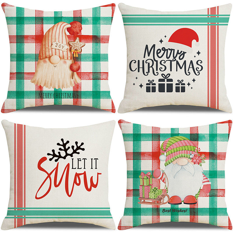 KTX-237907 Sofa Living Room Christmas Pillow Covers - Set of 4, Modern Design, 45x45 cm, Multiple Colors Available