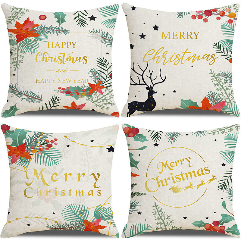 KTX-237907 Sofa Living Room Christmas Pillow Covers - Set of 4, Modern Design, 45x45 cm, Multiple Colors Available