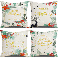 HKM-237907 Sofa Living Room Christmas Pillow Covers - Set of 4, Modern Design, 45x45 cm, Multiple Colors Available