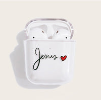 HKM-237971 Transparent Colored Letter Love Wireless Bluetooth Headset Case for AirPods 1/2