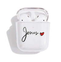 HKM-237971 Transparent Colored Letter Love Wireless Bluetooth Headset Case for AirPods 1/2