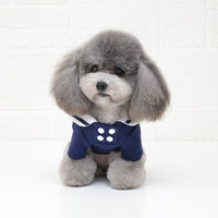 HKM-238099 Sailor Style Cotton Pet Outfit - Casual Two-Legged Clothing for Pets