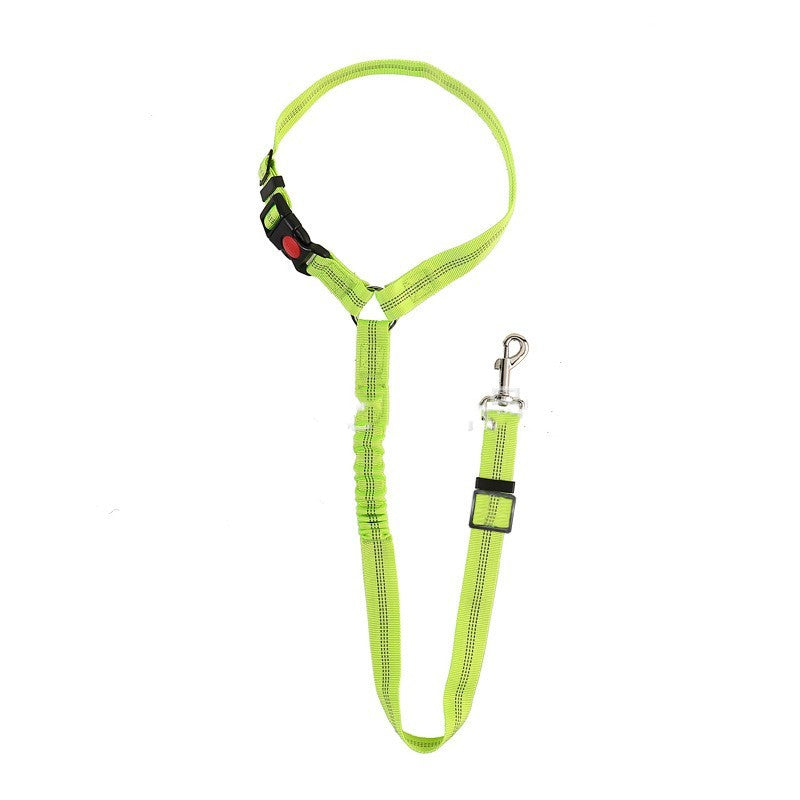 HKM-238227 Elastic Reflective Dog Car Harness with Nylon Leash and Ring for Safe Travel