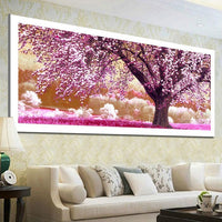 HKM-238227 Forest Landscape Diamond Painting with Blooming Flowers in Modern Simplicity Design - 120x60cm