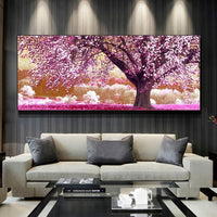 HKM-238227 Forest Landscape Diamond Painting with Blooming Flowers in Modern Simplicity Design - 120x60cm