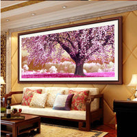 HKM-238227 Forest Landscape Diamond Painting with Blooming Flowers in Modern Simplicity Design - 120x60cm