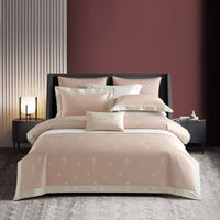 HKM-238227 Long-Staple Cotton Jacquard Four-Piece Bedding Set in Solid Colors
