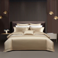 HKM-238227 Long-Staple Cotton Jacquard Four-Piece Bedding Set in Solid Colors