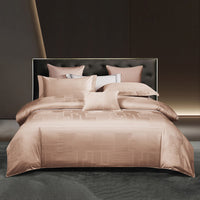 HKM-238227 Long-Staple Cotton Jacquard Four-Piece Bedding Set in Solid Colors