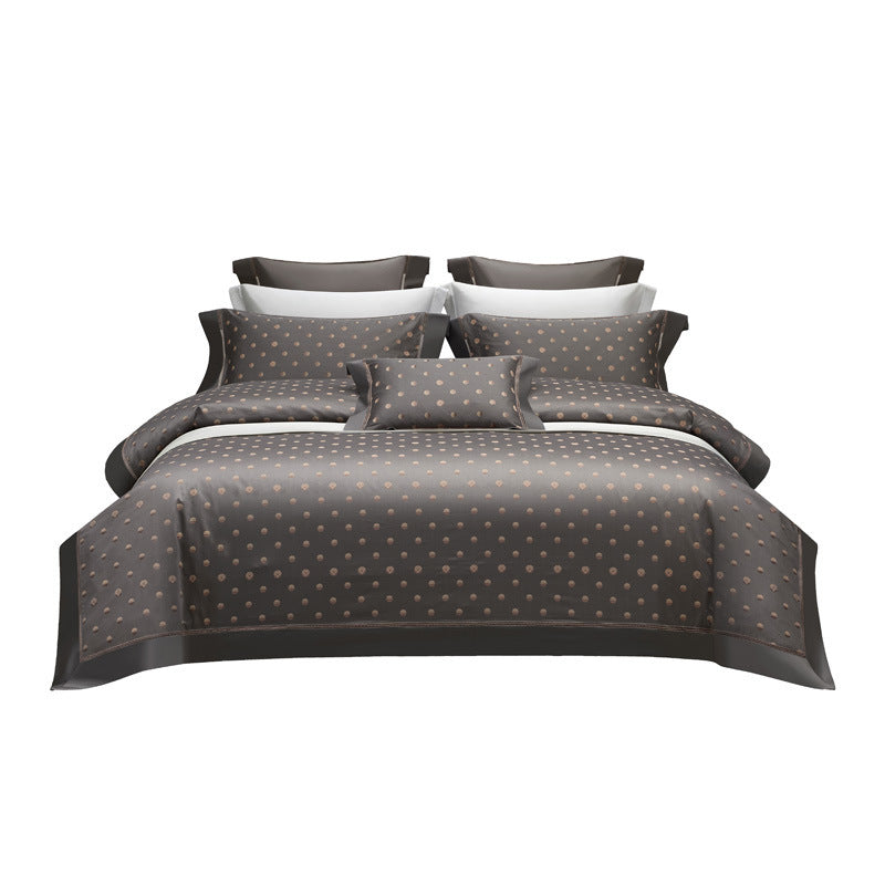 HKM-238227 Long-Staple Cotton Jacquard Four-Piece Bedding Set in Solid Colors