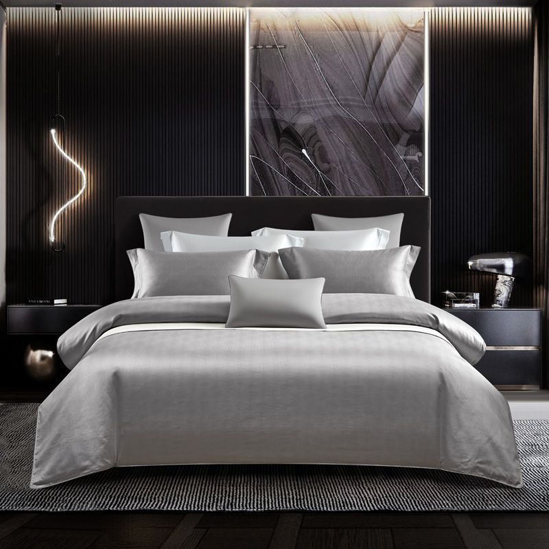 HKM-238227 Long-Staple Cotton Jacquard Four-Piece Bedding Set in Solid Colors