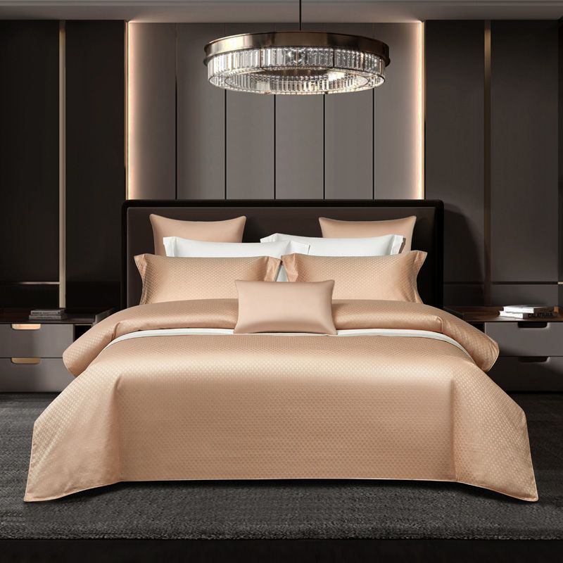 HKM-238227 Long-Staple Cotton Jacquard Four-Piece Bedding Set in Solid Colors