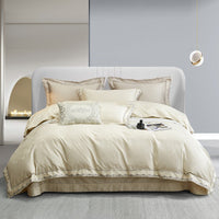 HKM-238227 Long-Staple Cotton Jacquard Four-Piece Bedding Set in Solid Colors