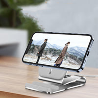 HKM-238291 Magnetic Wireless Charging Desktop Phone Holder for Apple iPhone 12 Series - Silver Aluminum Alloy Design