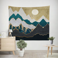 HKM-238291 Nordic Pink Mountain Peak Landscape Printed Tapestry, Machine Washable, Rectangle Shape, Soft Peach Skin and Flannel Options