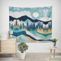 HKM-238291 Nordic Pink Mountain Peak Landscape Printed Tapestry, Machine Washable, Rectangle Shape, Soft Peach Skin and Flannel Options