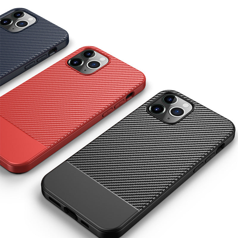 HKM-238483 Carbon Fiber Anti-Fall Mobile Phone Case for iPhone Models