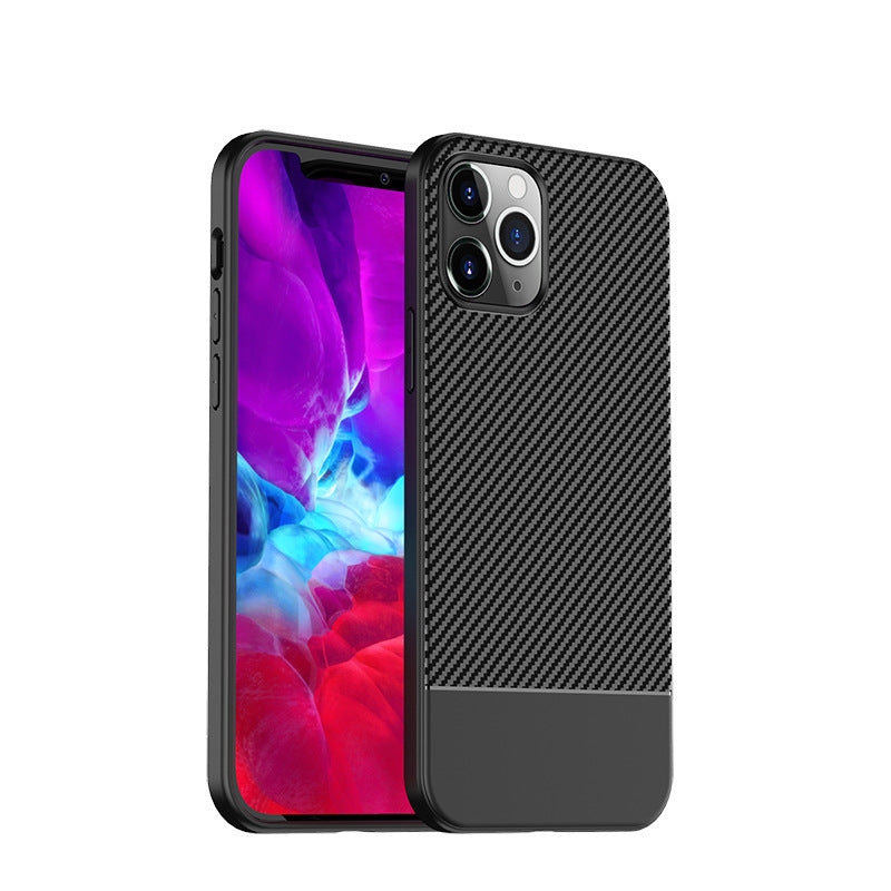 HKM-238483 Carbon Fiber Anti-Fall Mobile Phone Case for iPhone Models