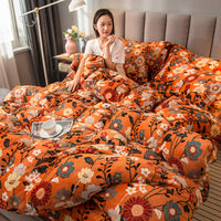 HKM-238547 4-Piece Quilted Mink Fabric Bedding Set with Anti-Static Properties