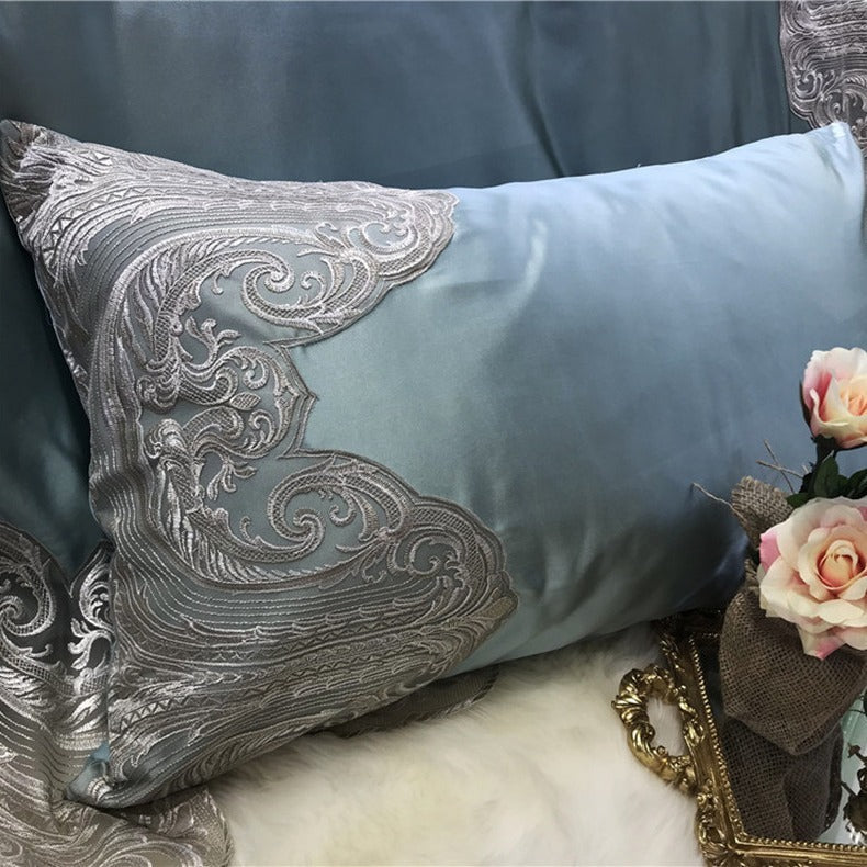 HKM-238547 Cotton Four-Piece Bedding Set with Lace Silk Quilt Cover for 1.5m, 1.8m, and 2.0m Beds