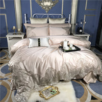 HKM-238547 Cotton Four-Piece Bedding Set with Lace Silk Quilt Cover for 1.5m, 1.8m, and 2.0m Beds