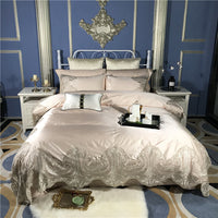 HKM-238547 Cotton Four-Piece Bedding Set with Lace Silk Quilt Cover for 1.5m, 1.8m, and 2.0m Beds