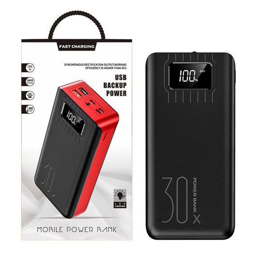 HKM-238611 30000mAh High-Capacity Power Bank with LCD Display and LED Light