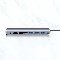 HKM-238739 9-in-1 Type-C Aluminum Alloy Docking Station with HDMI, VGA, and 4K Resolution