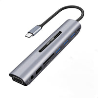 HKM-238739 9-in-1 Type-C Aluminum Alloy Docking Station with HDMI, VGA, and 4K Resolution
