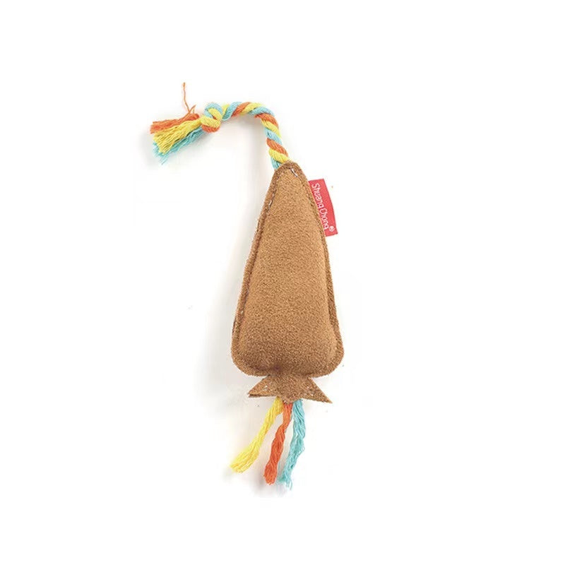 HKM-238867 Durable Cowhide and Cotton Dog Chew Toy - Multiple Shapes Available