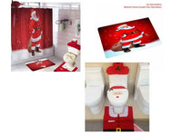 HKM-238995 Christmas Bathroom Set with Shower Curtain, Toilet Seat Cover, and Floor Mats