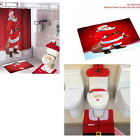 HKM-238995 Christmas Bathroom Set with Shower Curtain, Toilet Seat Cover, and Floor Mats