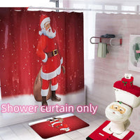 HKM-238995 Christmas Bathroom Set with Shower Curtain, Toilet Seat Cover, and Floor Mats