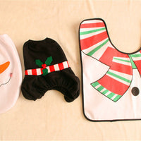 HKM-238995 Christmas Bathroom Set with Shower Curtain, Toilet Seat Cover, and Floor Mats