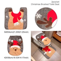 HKM-238995 Christmas Bathroom Set with Shower Curtain, Toilet Seat Cover, and Floor Mats