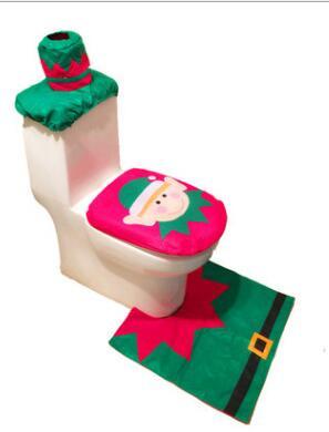 HKM-238995 Christmas Bathroom Set with Shower Curtain, Toilet Seat Cover, and Floor Mats