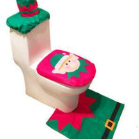 HKM-238995 Christmas Bathroom Set with Shower Curtain, Toilet Seat Cover, and Floor Mats