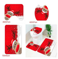 HKM-238995 Christmas Bathroom Set with Shower Curtain, Toilet Seat Cover, and Floor Mats
