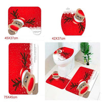 HKM-238995 Christmas Bathroom Set with Shower Curtain, Toilet Seat Cover, and Floor Mats