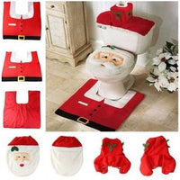 HKM-238995 Christmas Bathroom Set with Shower Curtain, Toilet Seat Cover, and Floor Mats
