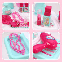 HKM-239059 Kids 2-in-1 Pretend Play Vanity Table with Makeup Set - Girls' Playtime Essentials