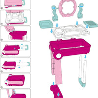 HKM-239059 Kids 2-in-1 Pretend Play Vanity Table with Makeup Set - Girls' Playtime Essentials