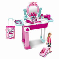 HKM-239059 Kids 2-in-1 Pretend Play Vanity Table with Makeup Set - Girls' Playtime Essentials