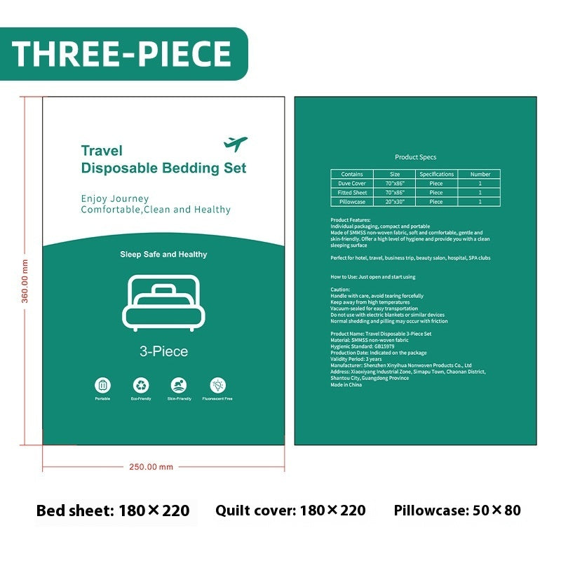 HKM-239059 Portable Disposable Duvet Cover and Pillowcase Set for Travel - Three-Piece and Four-Piece Options Available